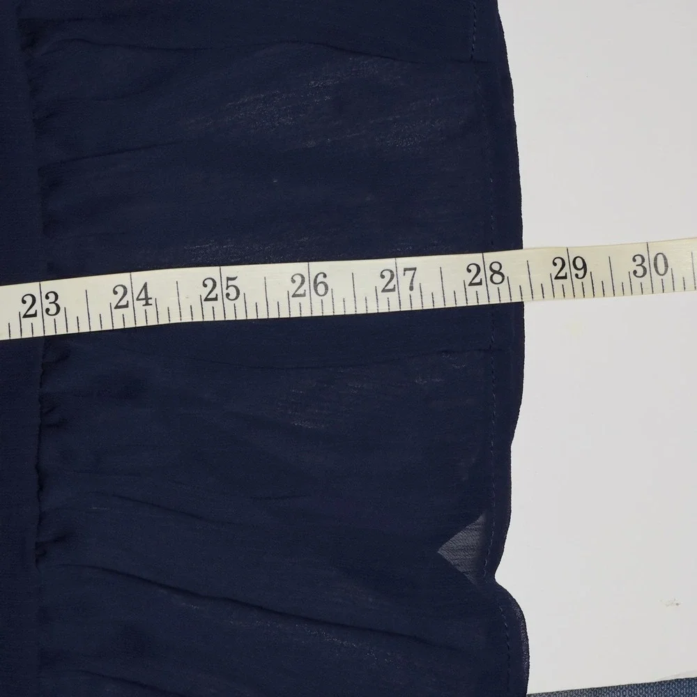 Lost Ink Navy Blue Ruffled Mock Neck Sheer Smock Top Size 2X‎